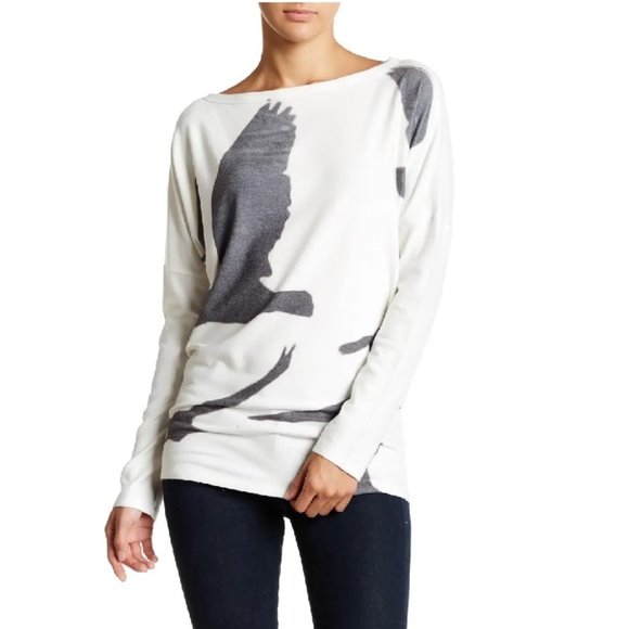 🎁 GO COUTURE Printed Dolman Tunic Sweater - Picture 1 of 8